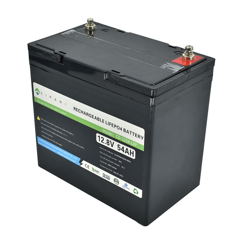 LiFePO4 Bms Deep Cycle Wiederaufladbare Batterie 12,8 V 54 Ah Lifepo4 Solar-Lithium-Eisenphosphat-Batterie für Wohnmobile, Marine, Kinderroller