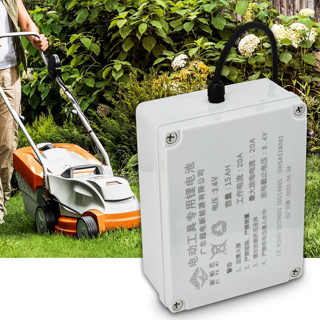 12V 24V 10ah 15ah 20ah Lithiumbatterie für kabellose Gartengeräte Rasenmäher Cropper Grasschneider